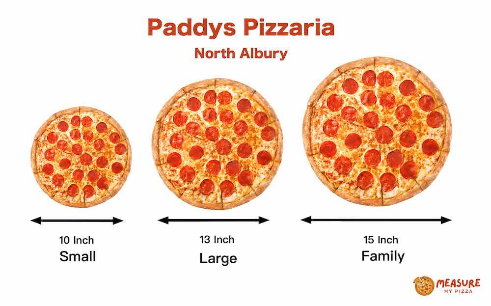 paddy's pizza north Albury Pizza size chart