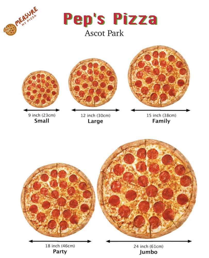 Pep's Pizza Size Chart