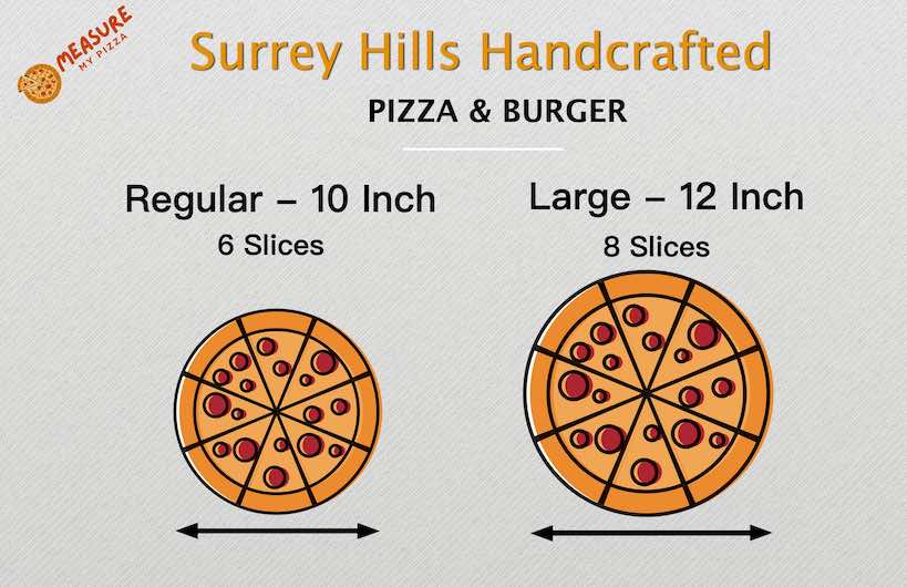 Surrey Hills Handcrafted Pizza Sizes